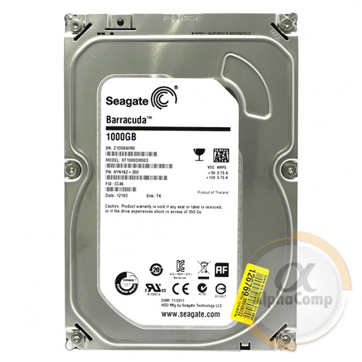 Жесткий диск 3.5" 1Tb Seagate ST1000DM003 (64Mb•7200•SATAIIl) БУ