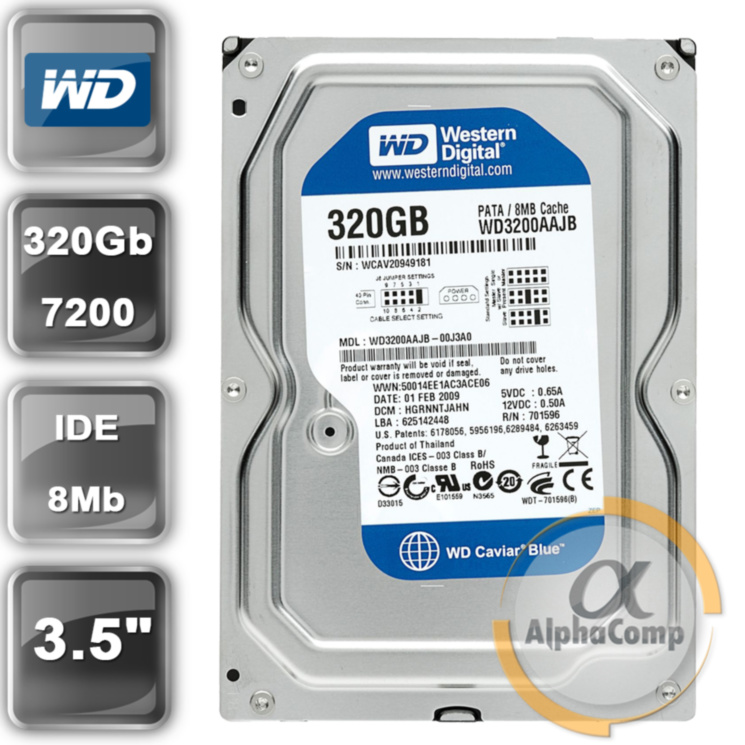 Жесткий диск 3.5" 320Gb WD WD3200AAJB (8Mb/7200/IDE) БУ