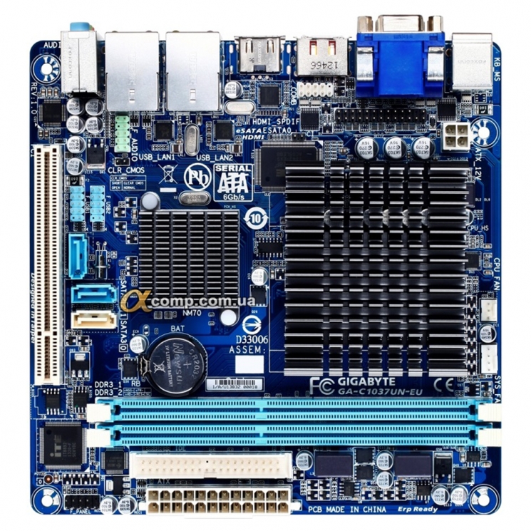 Материнская плата Gigabyte GA-C1037UN-EU (Celeron 1037U • NM70 • 2xDDR3) БУ