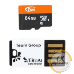 Карта памяти microSDXC 64GB Team Class 10 UHS-I (TUSDX64GUHS29) + USB Card-reader TR11A1