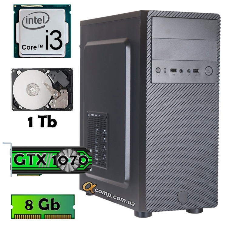 Компьютер AlphaPC P8101 (i3-8100/1070 8Gb/8Gb/1Tb) renew