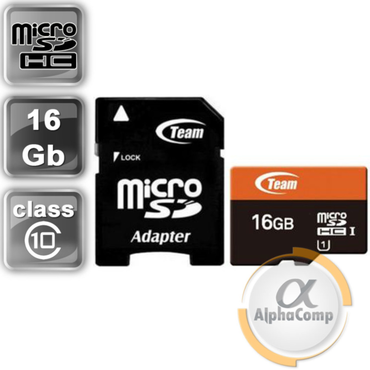 карта памяти microSD 16Gb Team SDHC (UHS-1) + адаптер SD (TUSDH16GUHS03)