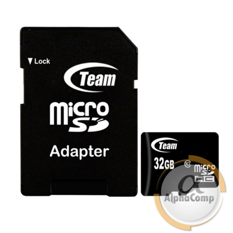 Карта памяти microSD 32Gb Team SDHC (class 10) (TUSDH32GCL1003) + адаптер SD