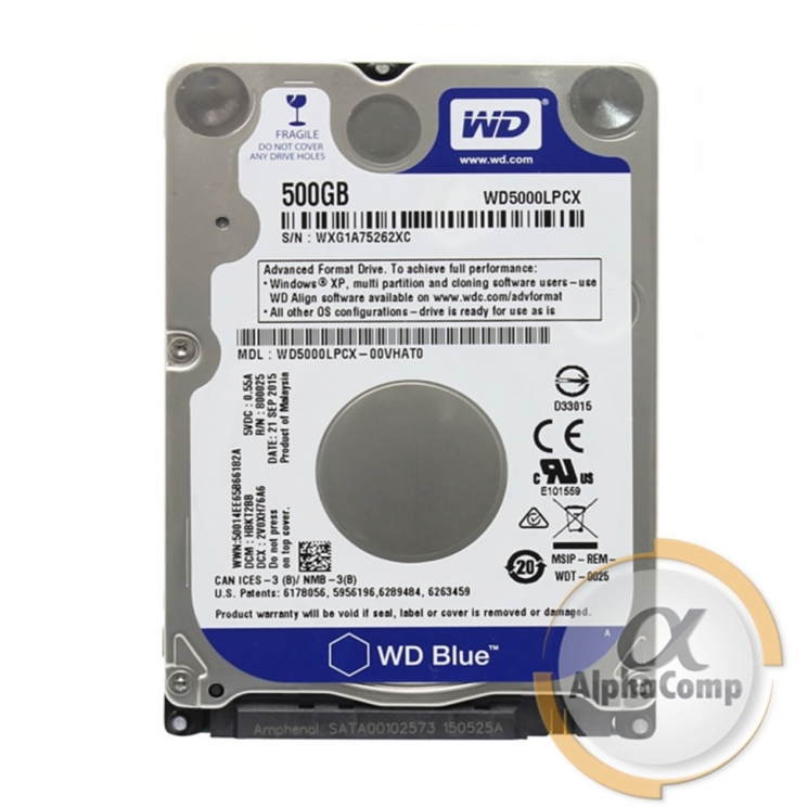 Жесткий диск 2.5" 500Gb WD WD5000LPCX (16Mb • 5400 • SATA3) БУ