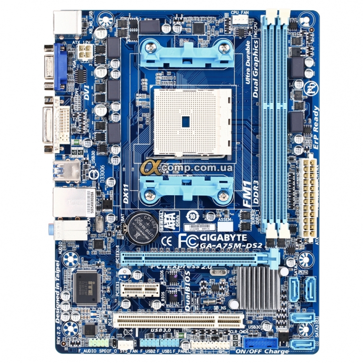 Материнська плата Gigabyte GA-A75M-DS2 (FM1 • AMD A75 • 2xDDR3) БВ