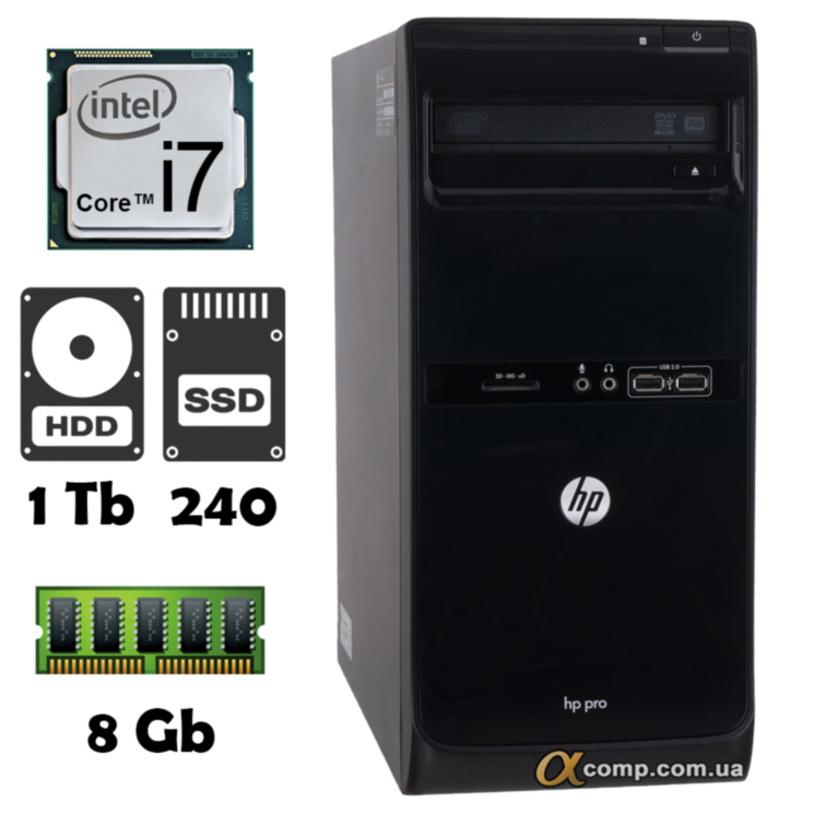 Компьютер HP 3400 (i7-2600/8Gb/ssd 240Gb/1Tb) БУ