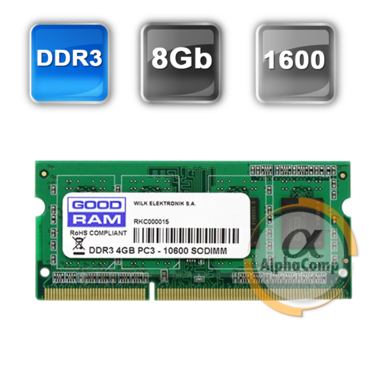 Модуль памяти SODIMM DDR3 8Gb Goodram PC3-12800 1600 (GR1600S364L11/8G)