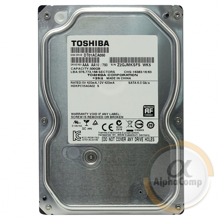 Жесткий диск 3.5" 500Gb Toshiba DT01ACA050 (32Mb• 7200• SATAIII)