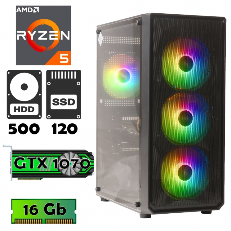 AlphaPC (Ryzen 5 2600 • GTX1070 • 16gb • 500gb • ssd 120Gb) ARG2-T201