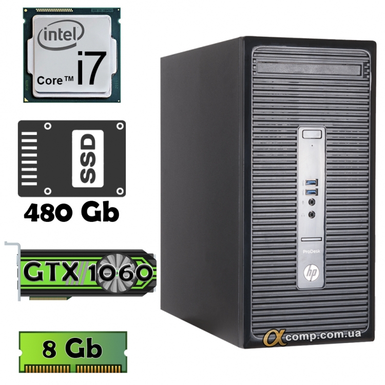 HP ProDesk 400 G3 i7 6700 GTX1060 3Gb 8Gb ssd 480Gb MT