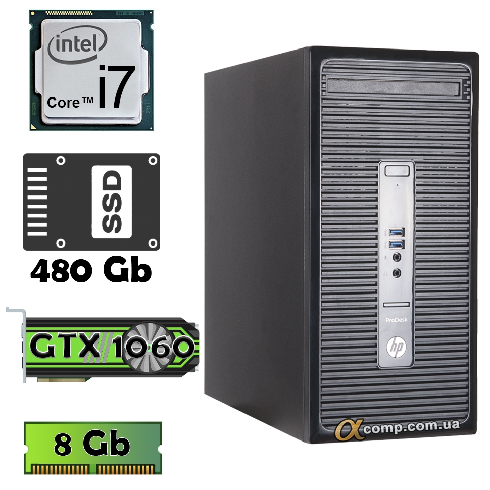 HP ProDesk 400 G3 i7 6700 GTX1060 3Gb 8Gb ssd 480Gb MT