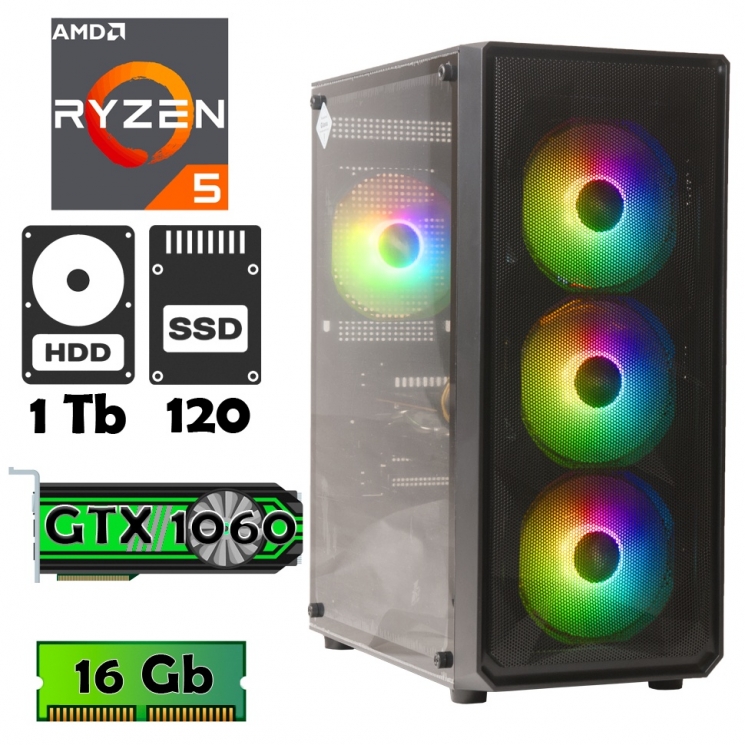AlphaPC (Ryzen 5 2600 • GTX1060 • 16gb • 1Tb • ssd 240Gb) ARG2-T201