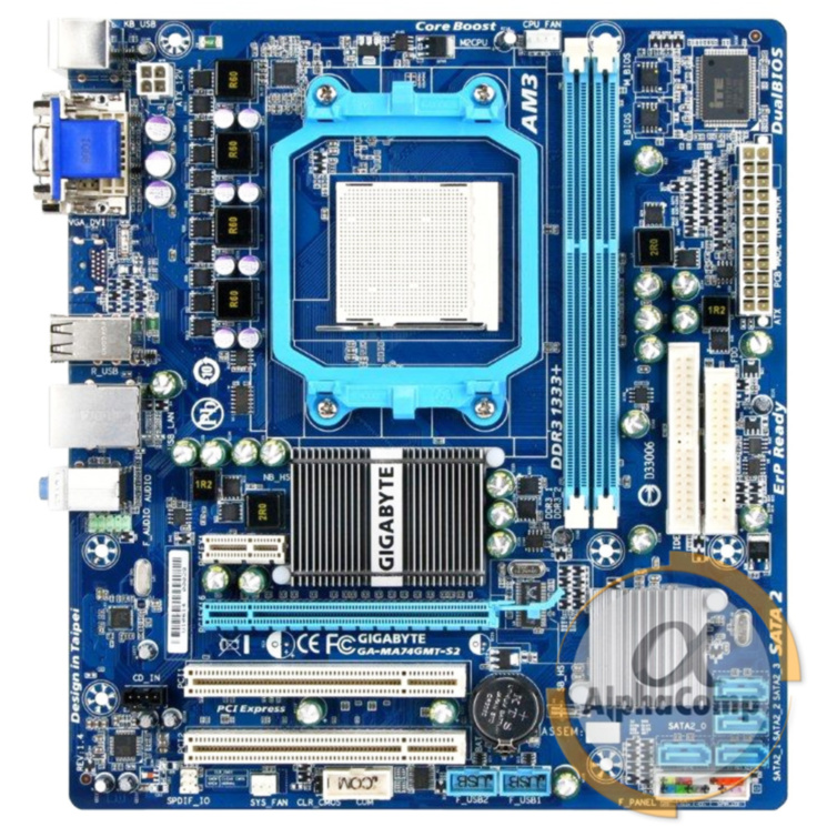Материнская плата Gigabyte GA-MA74GMT-S2 rev1.4 (AM3/AMD 740G/2×DDR3) БУ
