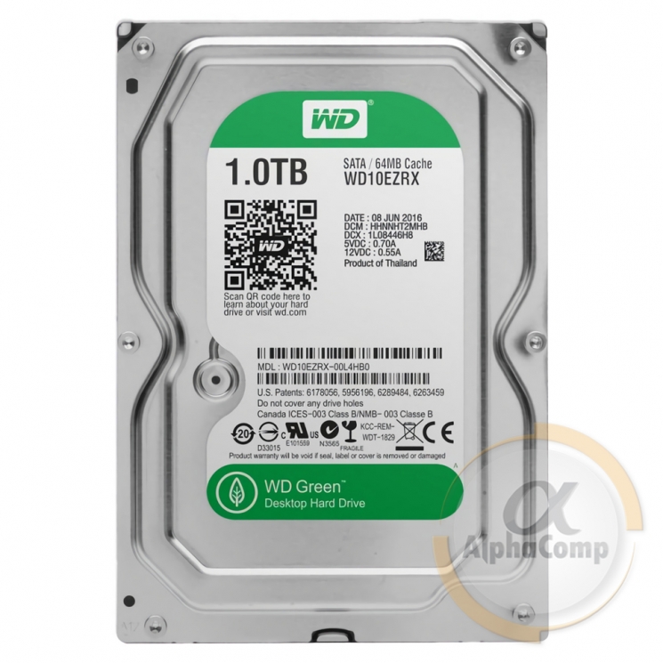 Жесткий диск 3.5" 1Tb WD WD10EZRX (64Mb/5400/SATAIII) green БУ