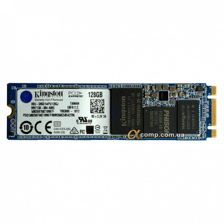 Накопитель SSD M.2 128Gb Kinston PCIe Gen.3 NVMe 1.2 (U-SNS8154P3/128GJ) 2280 БУ