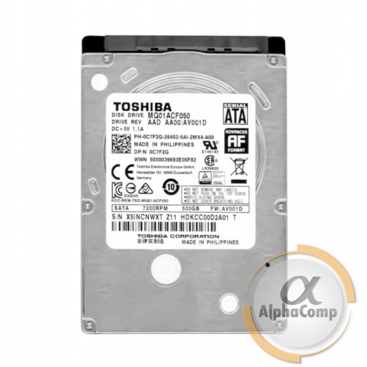 Жесткий диск 2.5" 500Gb Toshiba MQ01AСF050 (16Mb/7200/SATAIII) БУ
