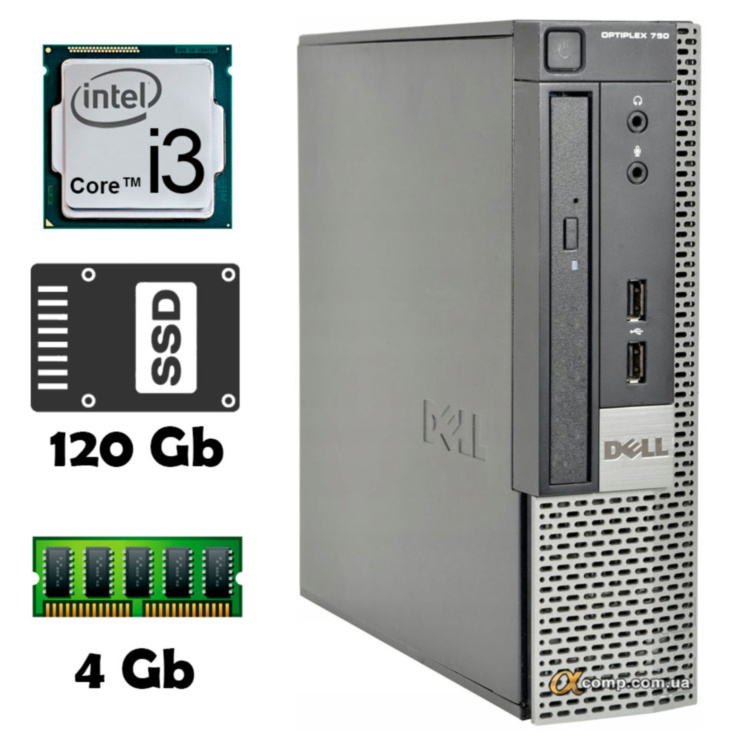 Компьютер Dell 790 (i3-2100/4Gb/ssd 120Gb) usff БУ