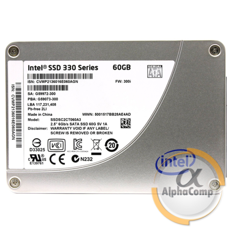 Накопитель SSD 2.5" 60GB Intel 330 Series SSDSC2CT060A3 (SATA III) БУ