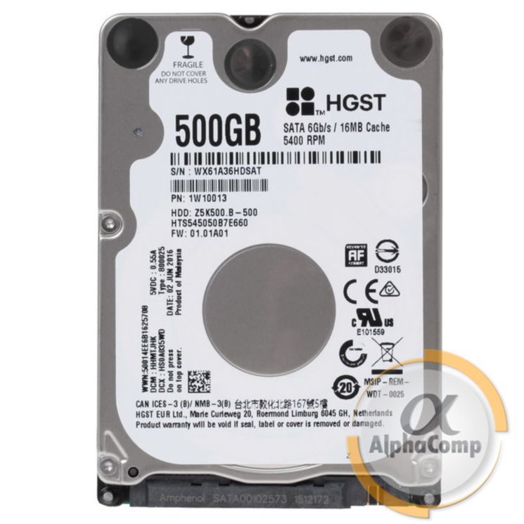 Жесткий диск 2.5" 500Gb Hitachi HTS545050B7E660 1W10013 (16Mb/5400/SATAIII) БУ