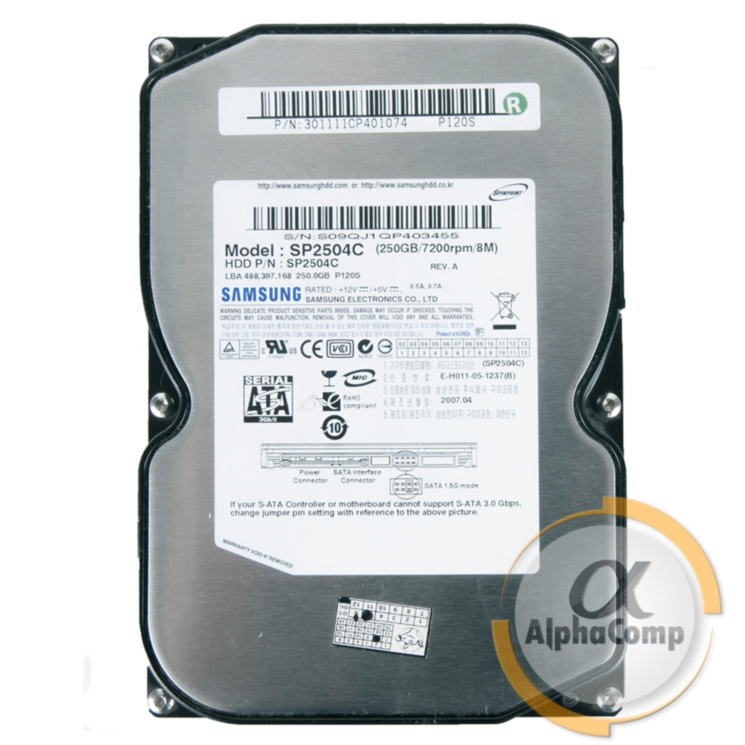Жесткий диск 3.5" 250Gb Samsung HD2504C (16Mb/7200/SATAII) БУ