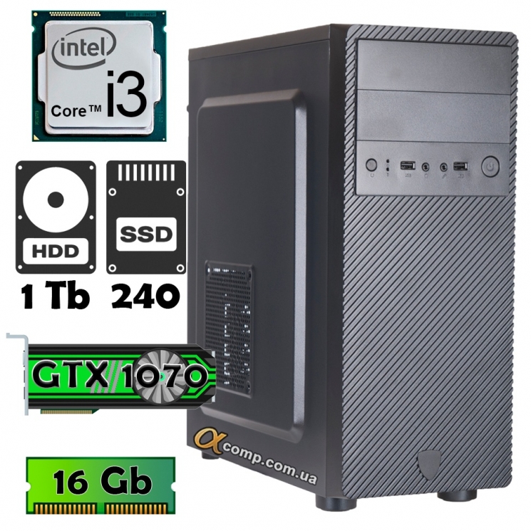 AlphaPC P9101 (i3-9100F/1070 8Gb/16Gb/ssd 240Gb/1Tb)