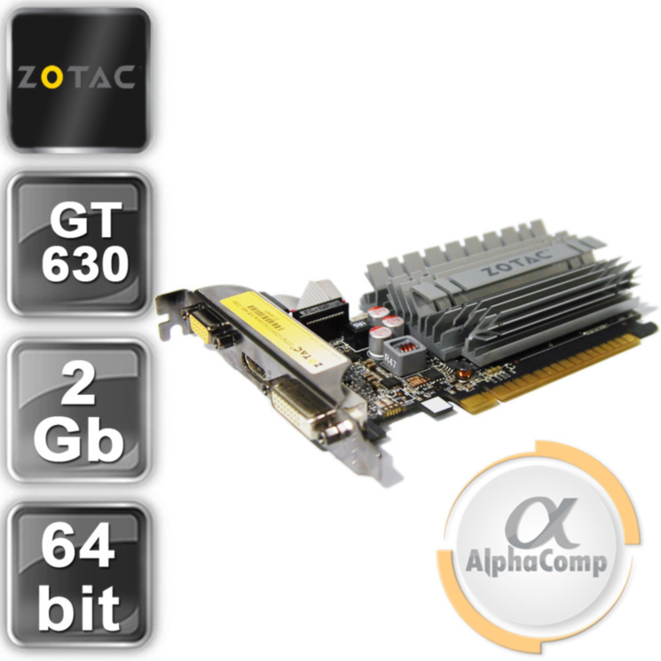 Видеокарта PCI-E NVIDIA ZOTAC GT630 ZE (2Gb/DDR3/64bit/VGA/DVI/HDMI) БУ