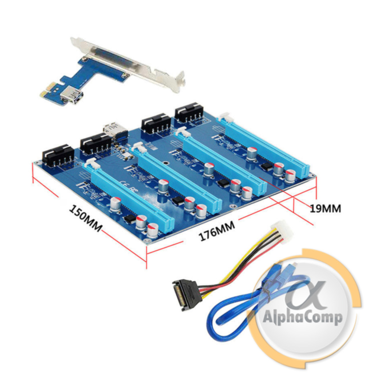 Райзер расширитель портов PCI-E x1 to 4PCI-E x16