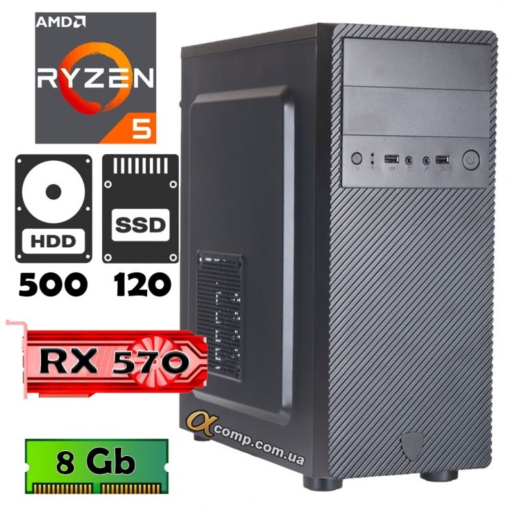 AlphaPC (Ryzen 5 1600 • RX570 • 8Gb • 500Gb • ssd 120Gb) ARG1-T101