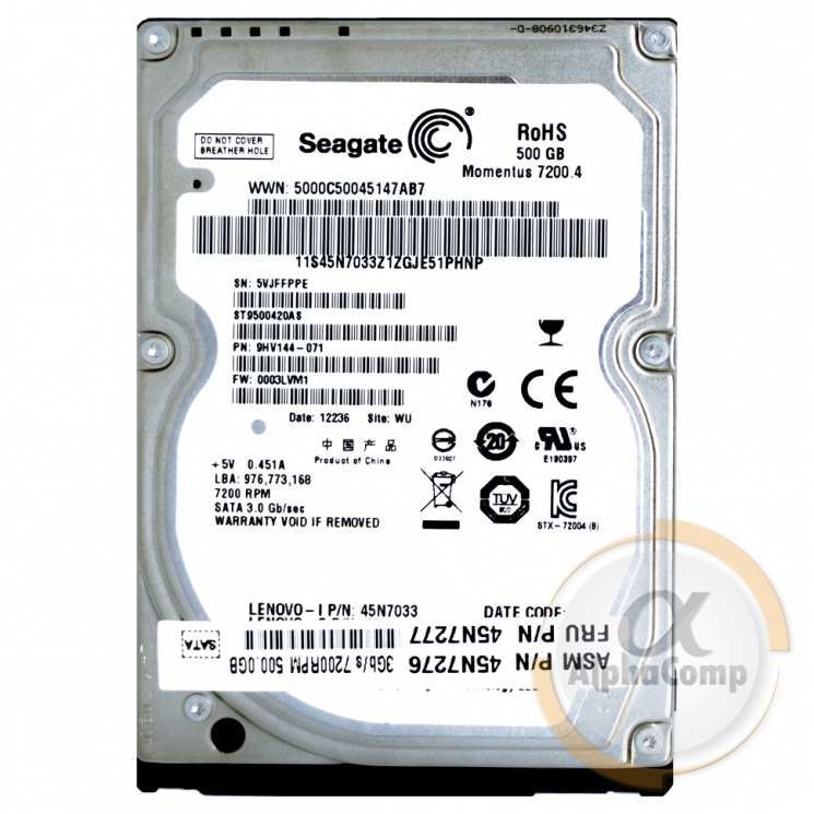 Жорсткий диск 2.5" 500Gb Seagate ST9500420AS (16Mb • 7200 • SATA2) БВ