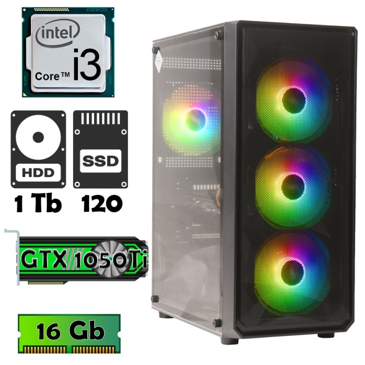 Компьютер AlphaPC P8102 (i3-8100/1050Ti 4Gb/16Gb/ssd 120Gb/1Tb) renew