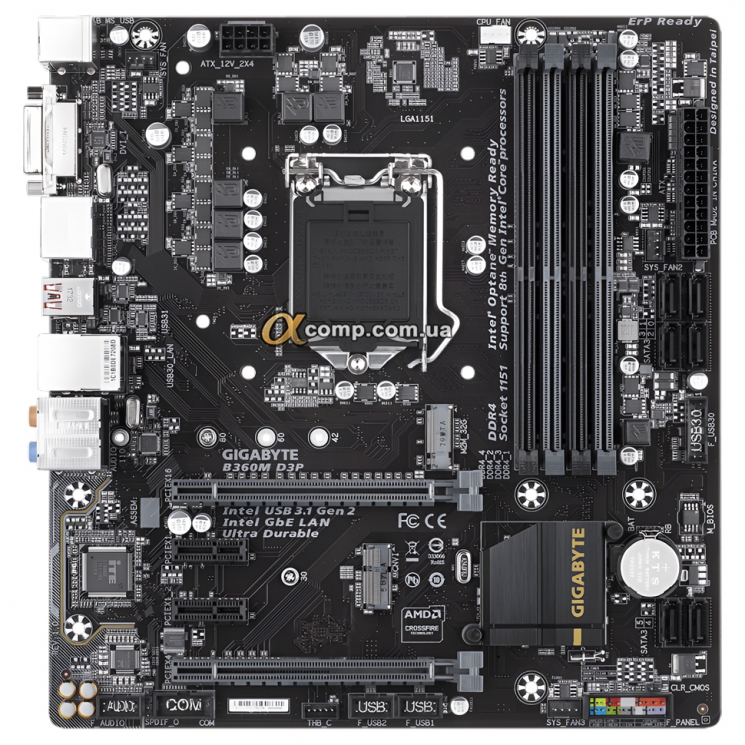 Материнська плата Gigabyte B360M D3P (1151-v2 • B360 • 4×DDR4) БВ