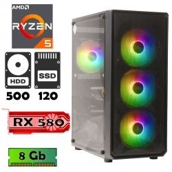 AlphaPC (Ryzen 5 2600 • RX580 8Gb • 8gb • 500gb • ssd 120Gb • 600w) ARG2-T201