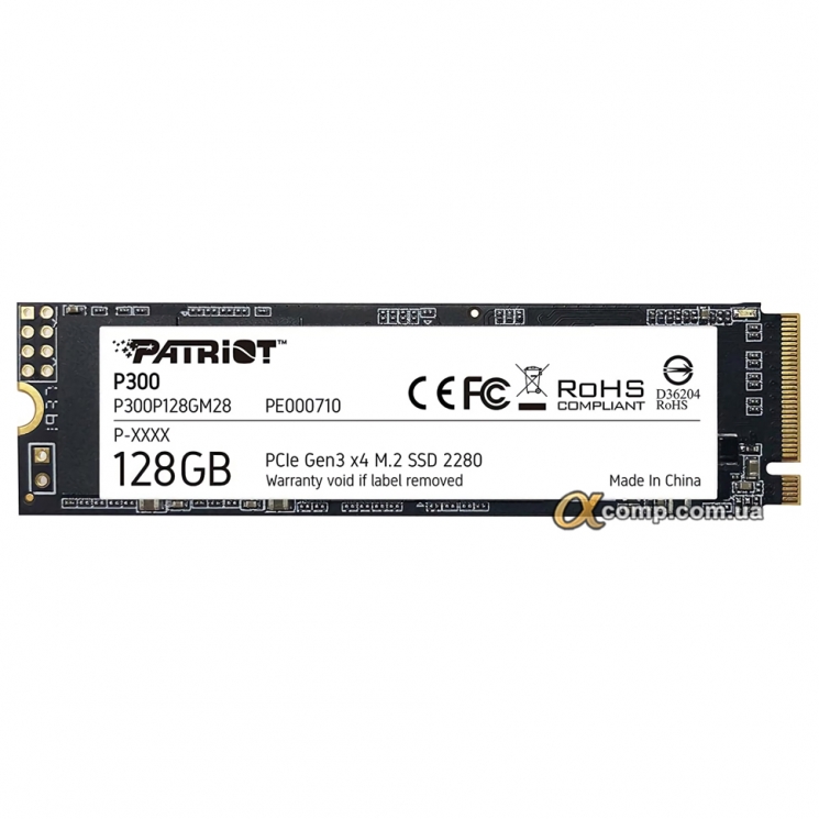 Накопичувач SSD M.2 128Gb Patriot P300 M.2 2280 PCIe 3.0 x4 TLC (P300P128GM28) 1600/600