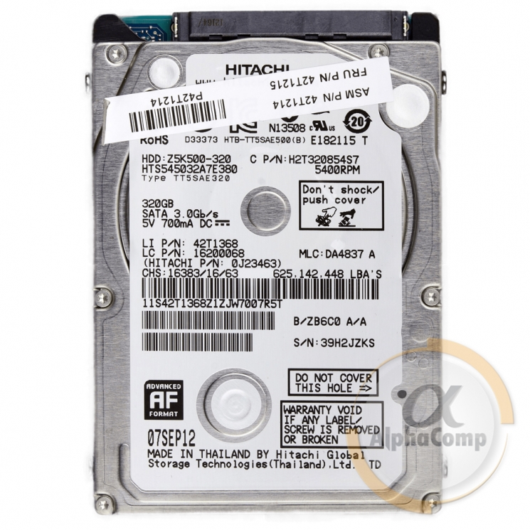 Жорсткий диск 2.5" 320Gb Hitachi HTS545032A7E380 (8Mb • 5400 • SATAII) БВ