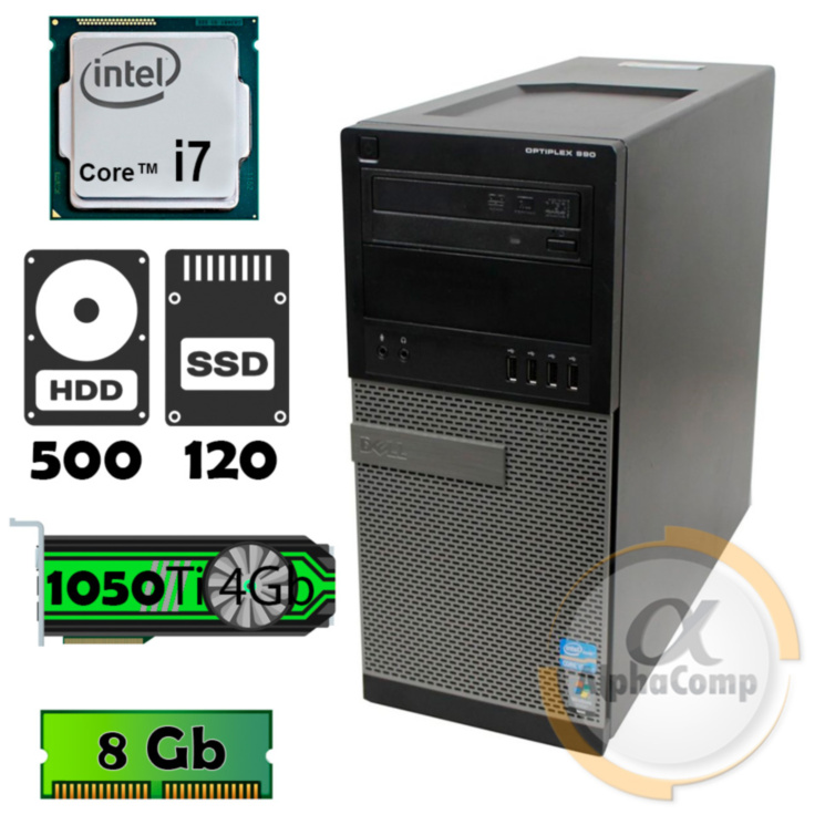 Компьютер Dell 990 (i7-2600/GTX1050 Ti/8Gb/500Gb/ssd 120Gb) БУ
