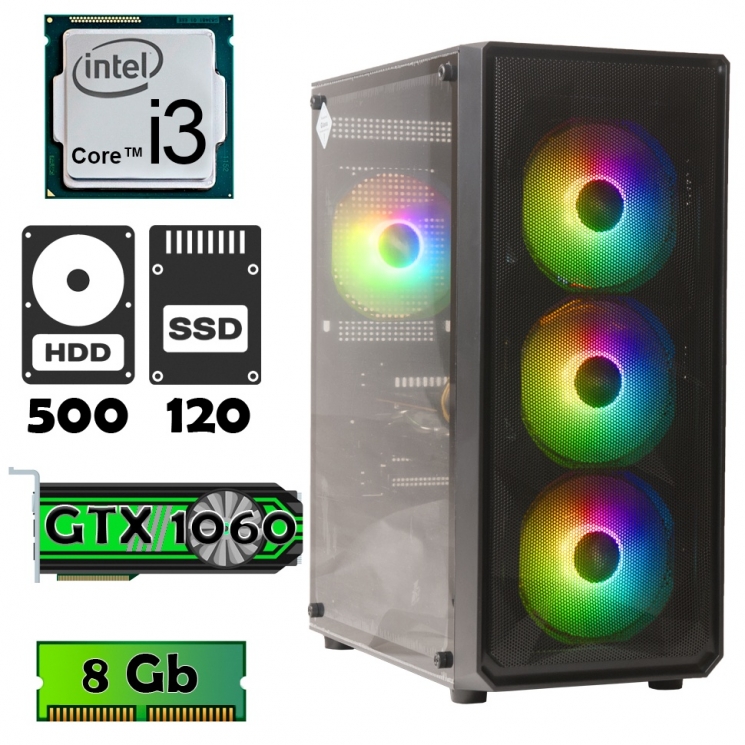 Компьютер AlphaPC P8102 (i3-8100/1060 3Gb/8Gb/ssd 120Gb/500Gb) renew