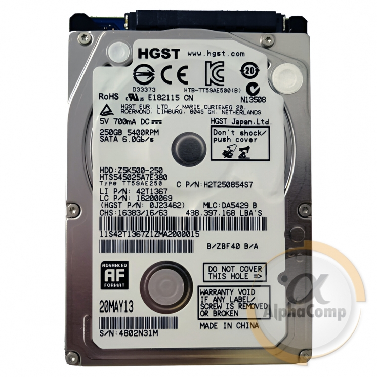 Жорсткий диск 2.5" 250Gb Hitachi HTS545025A7E380 (8Mb • 5400 • SATA2) БВ