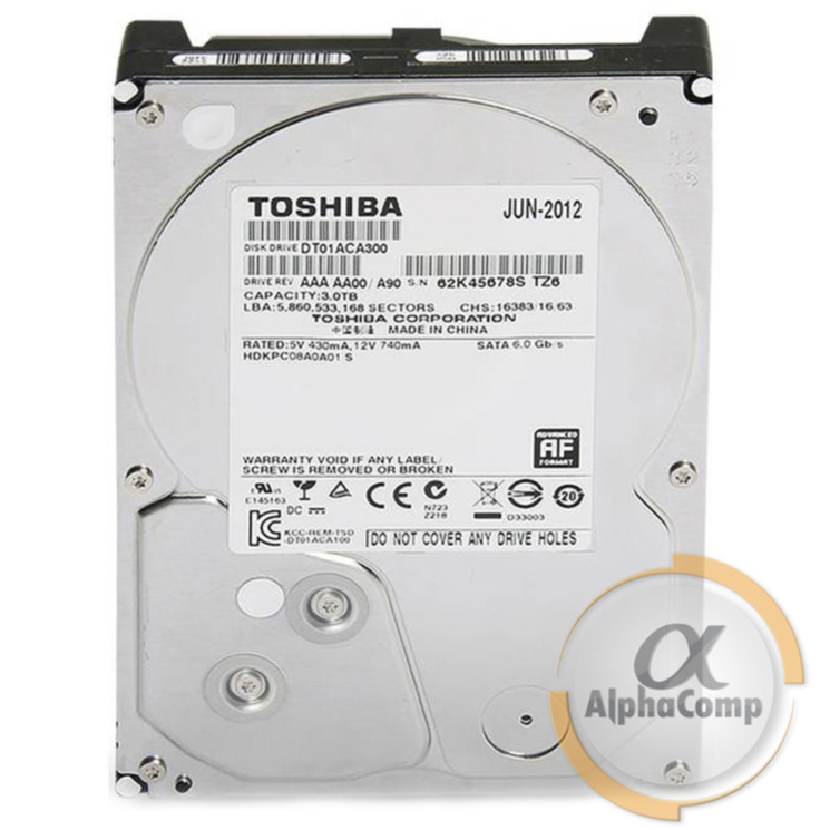 Жесткий диск 3.5" 3Tb Tosniba DT01ACA300 (64Mb/7200/SATAIII) БУ