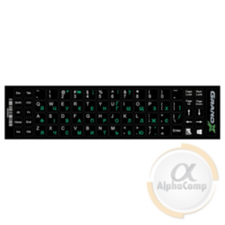 Наклейки на клавиатуру Grand-X UA • зеленый\белый • непрозрачные