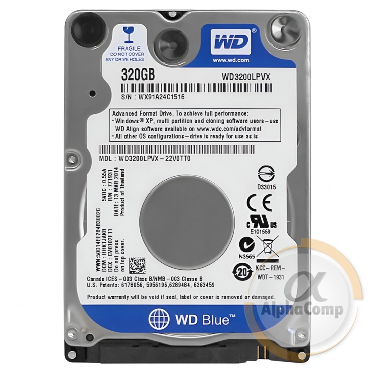 Жорсткий диск 2.5" 320Gb WD WD3200LPVX (8Mb • 5400 • SATA3) БВ